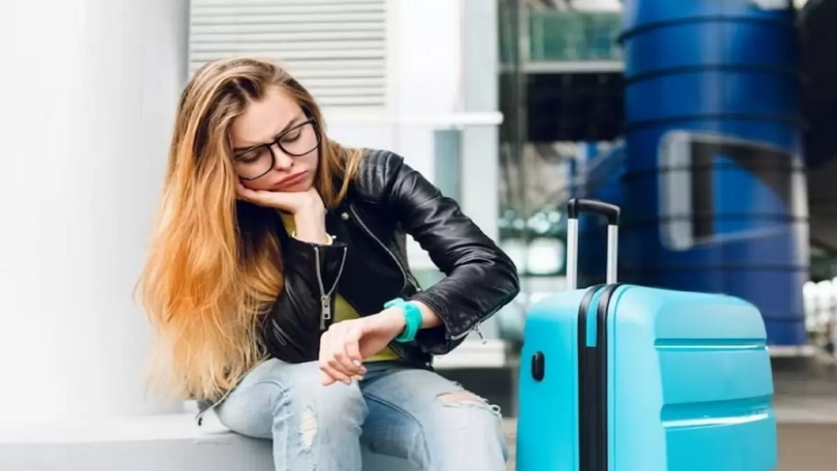 A woman waiting at airport