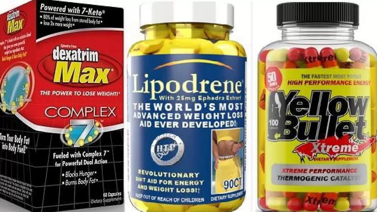  Dexatrim, Lipodrene, Herbal Ephedra diet pills, Yellow Bullet