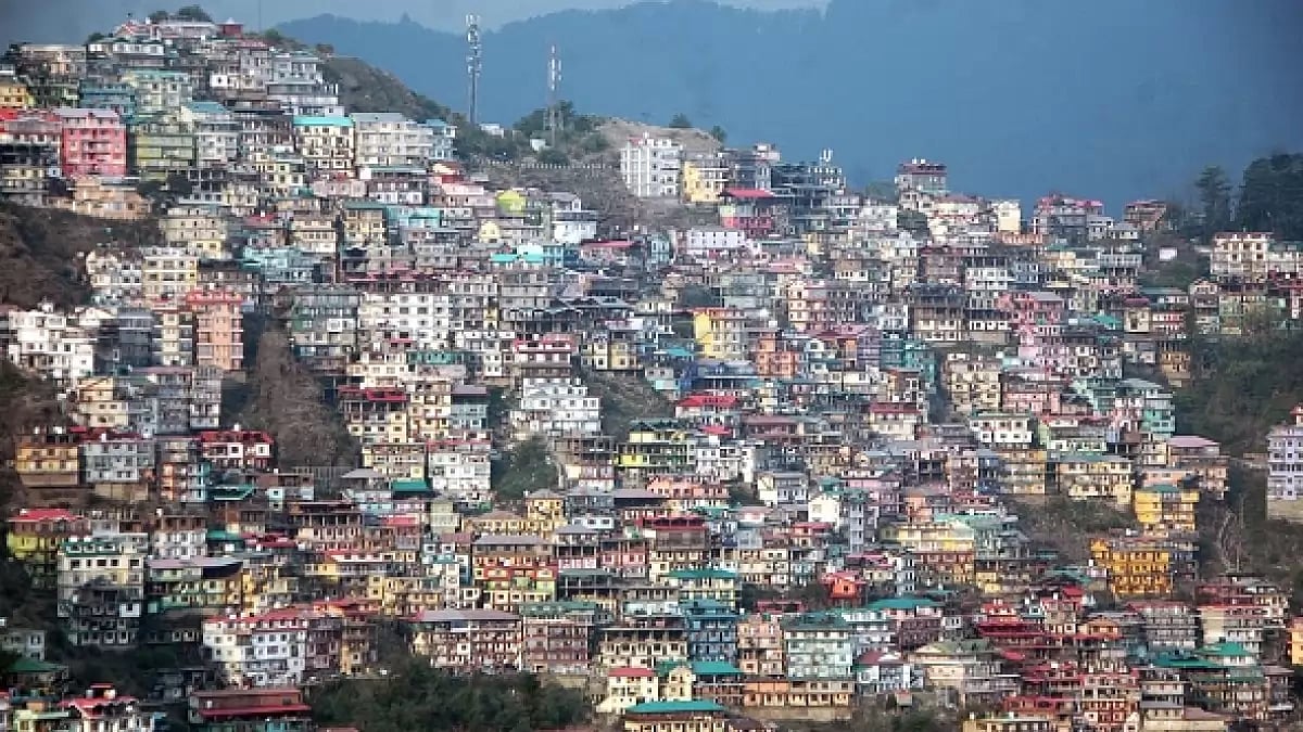 A general view of residential houses pictured on a hill in Shimla, Himachal Pradesh.