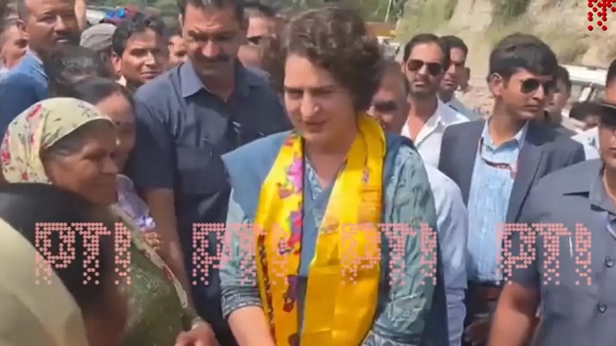 Congress leader Priyanka Gandhi visits flood-affected areas of Mandi and Kullu in Himachal Pradesh.