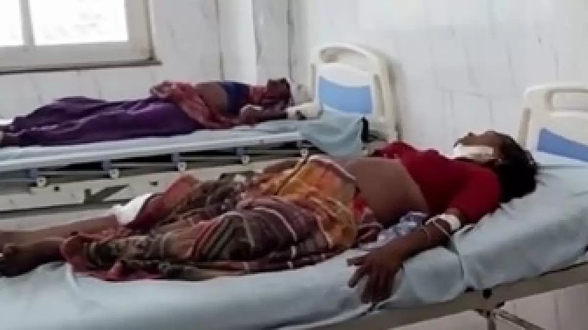 Injured people admitted to the hospital after the accident on Jaipur-Agra National Highway