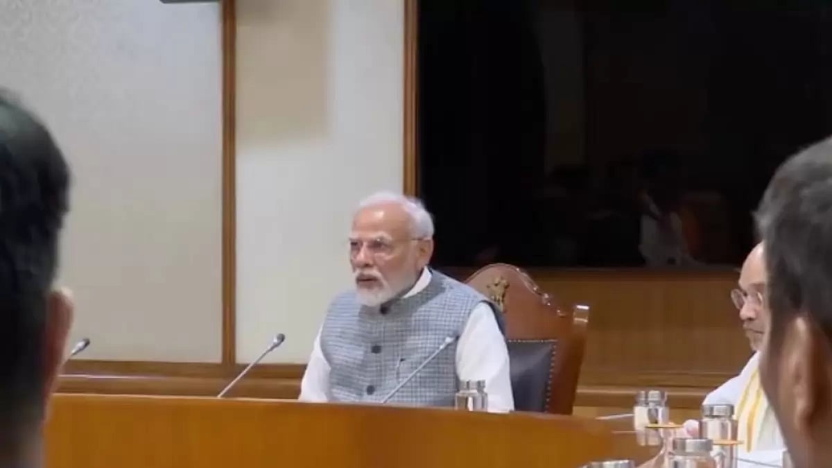 Prime Minister Narendra Modi chairs a meeting of the Union Cabinet on Monday during the Special Session of the Parliament. - null