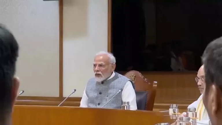 Prime Minister Narendra Modi chairs a meeting of the Union Cabinet on Monday during the Special Session of the Parliament. - null