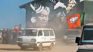 Monopolising the Electoral Landscape: BJP workers at the start of a poll campaign