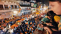 Campaign Time; Supporters at a roadshow taken out by Narendra Modi in Varanasi during the general elections