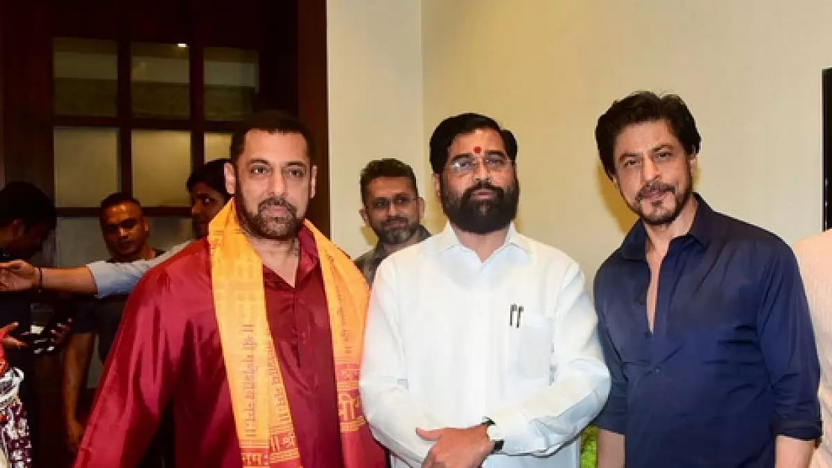 Shah Rukh Khan and Salman Khan with CM Eknath Shinde