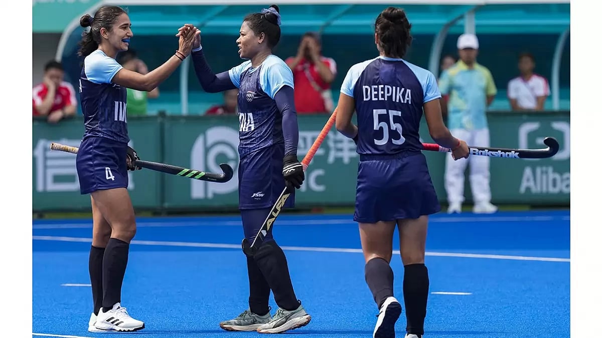 File image of Indian women's hockey team in action at Hangzhou Asian Games.t Asian Games 2023, Day 4: Hockey 