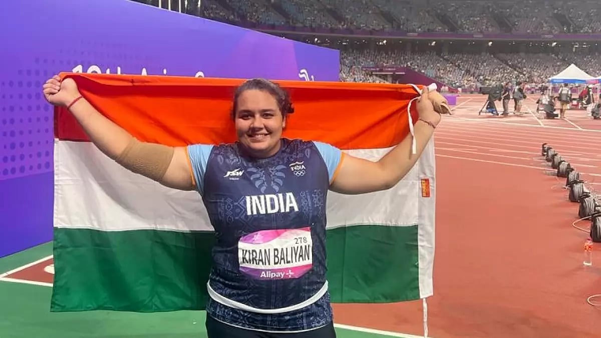 Kiran Baliyan wins bronze, first athletics medal, in women’s shot put at Asian Games 2023.