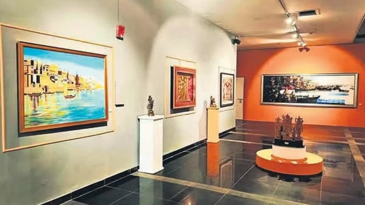 Artefacts gifted to PM Modi on display at he National Gallery of Modern Art in New Delhi