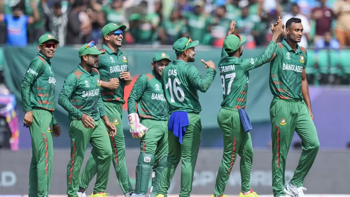 Bangladesh cricket team during their match against Afghanistan in Dharamsala 