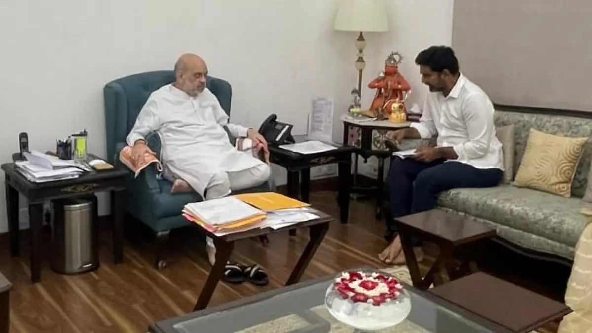 TDP leader Nara Lokesh met Union Home Minister Amit Shah to voice concerns about his father, Chandrababu Naidu's safety amid allegations of political vendetta.