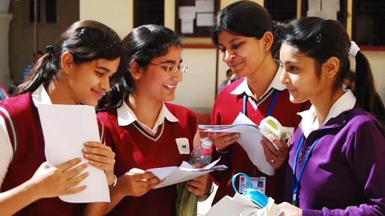 Students evaluating their question paper after giving their CBSE exams. - File photo; Representative image