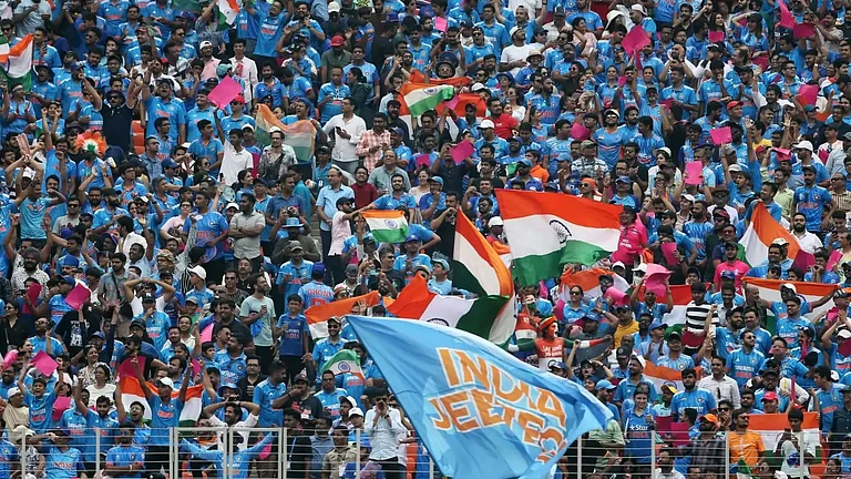 Spectators at the India vs Pakistan match in Ahmedabad. - null