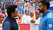 File : Sachin Tendulkar (left) with Virat Kohli ahead of the IND vs PAK game in ICC Cricket World Cup 2026. 