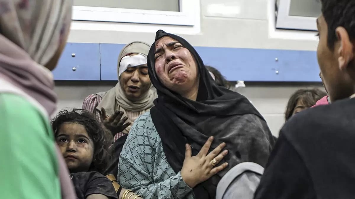 Wounded Palestinians after deadly attack on hospital in Gaza