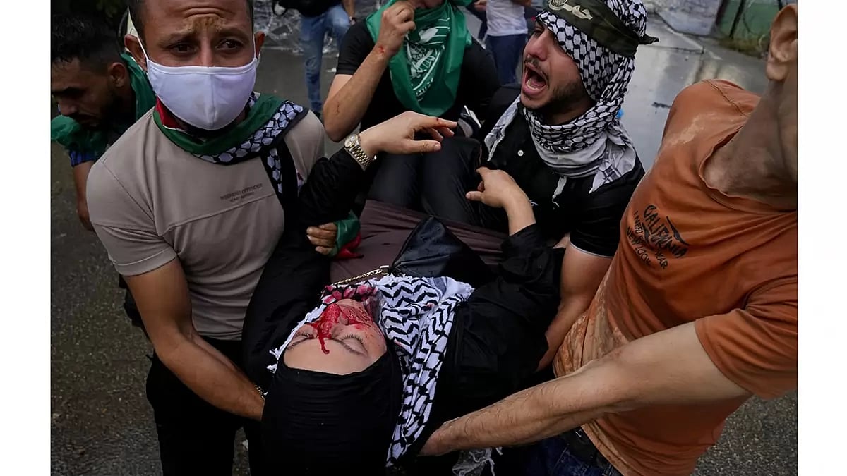 Israel-Hamas War: Protest outside U S embassy in Aukar, Lebanon