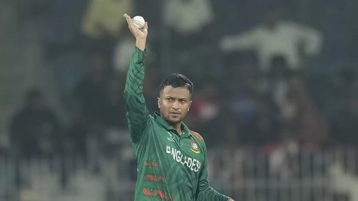 Bangladesh captain Shakib Al Hasan in action against New Zealand in Chennai during the 2023 ODI World Cup  - File Photo