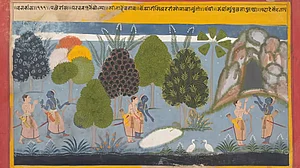Rama and Lakshmana Search in Vain for Sita: Illustrated folio from a dispersed Ramayana series, circa 1680-90. Artist Unknown.