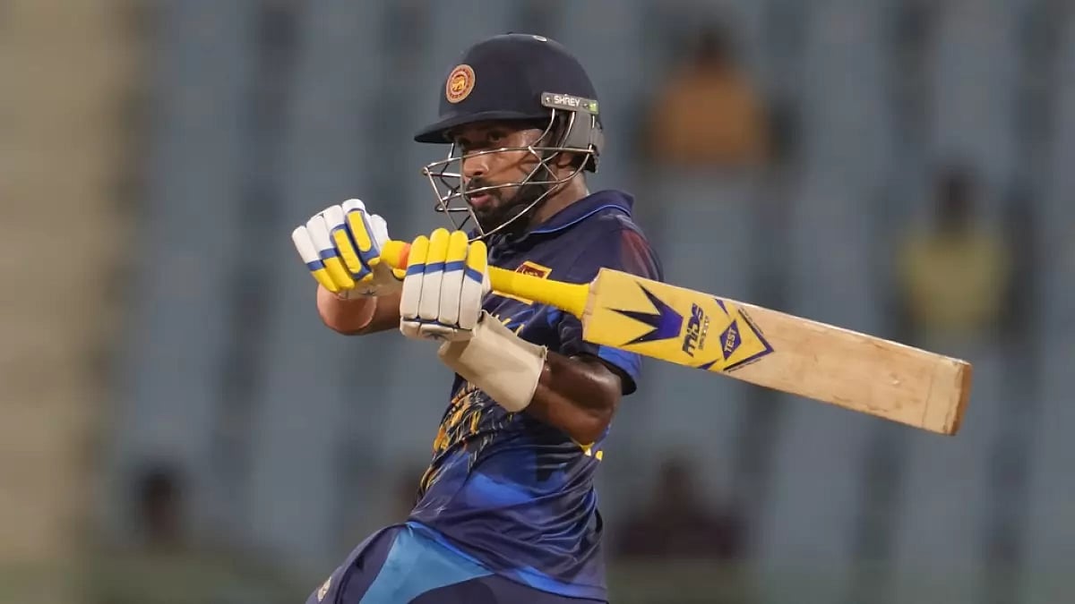 Sri Lanka's Sadeera Samarawickrama bats against Netherlands in Lucknow.