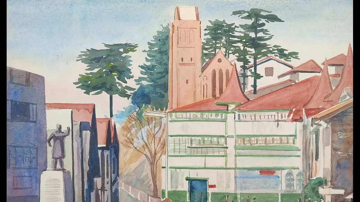 HC Rai's paintings at the ArtFest exhibition in Shimla.