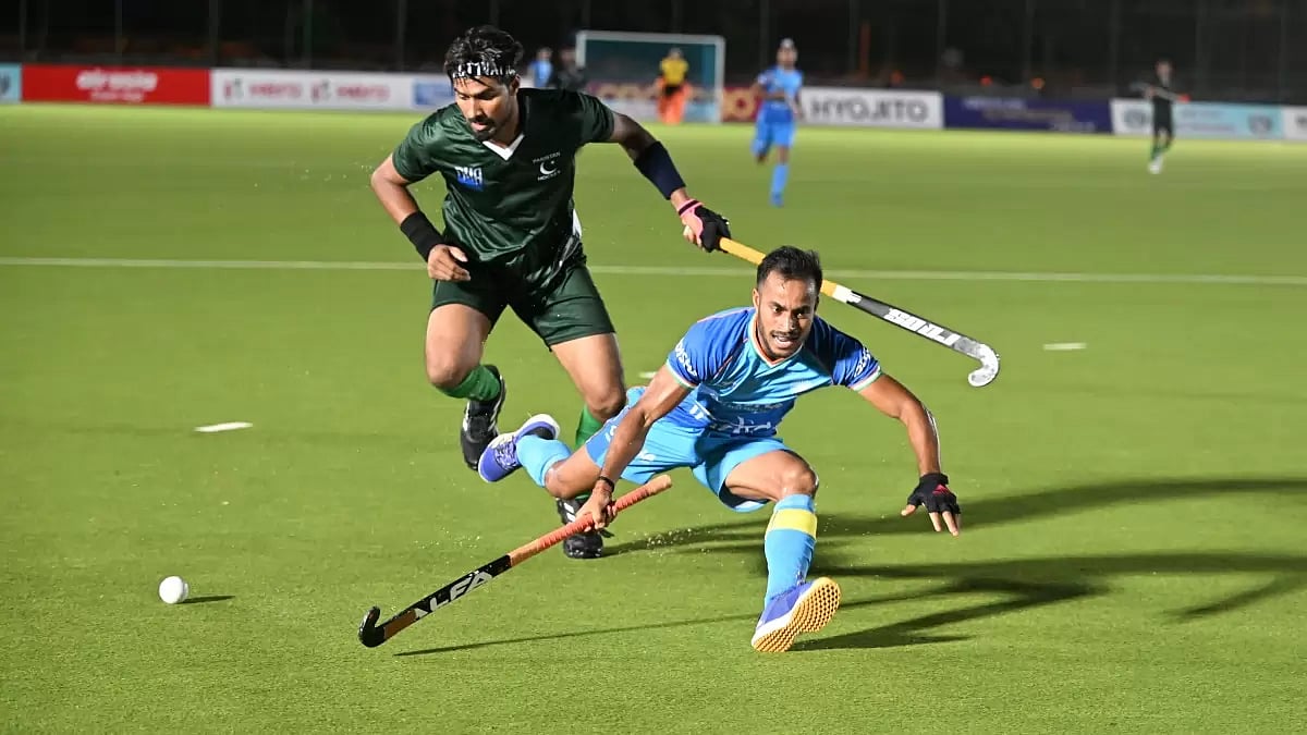 File image of India junior mens hockey team facing Pakistan.