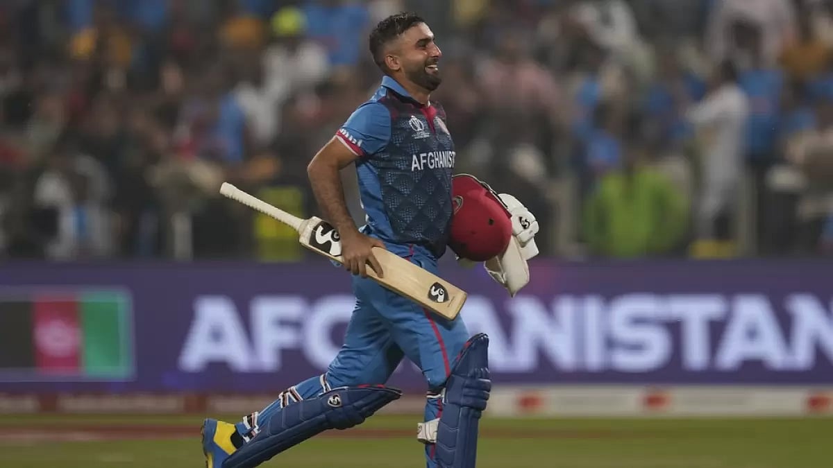 Afghanistan's captain Hashimatullah Shahidi celebrates the win over Sri Lanka