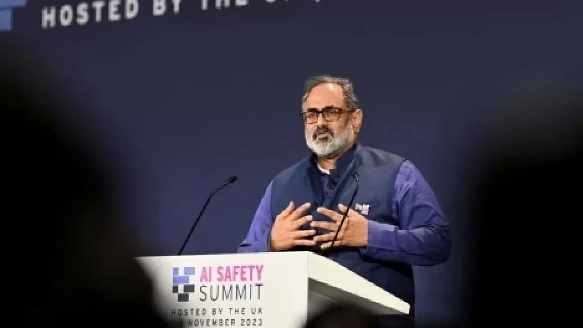 Technology minister Rajeev Chandrasekhar at the AI Safety Summit