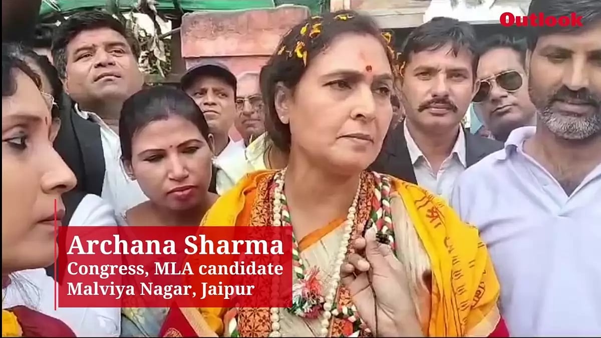 Congress MLA candidate Archana Sharma defends state govt while campaigning in Jaipur