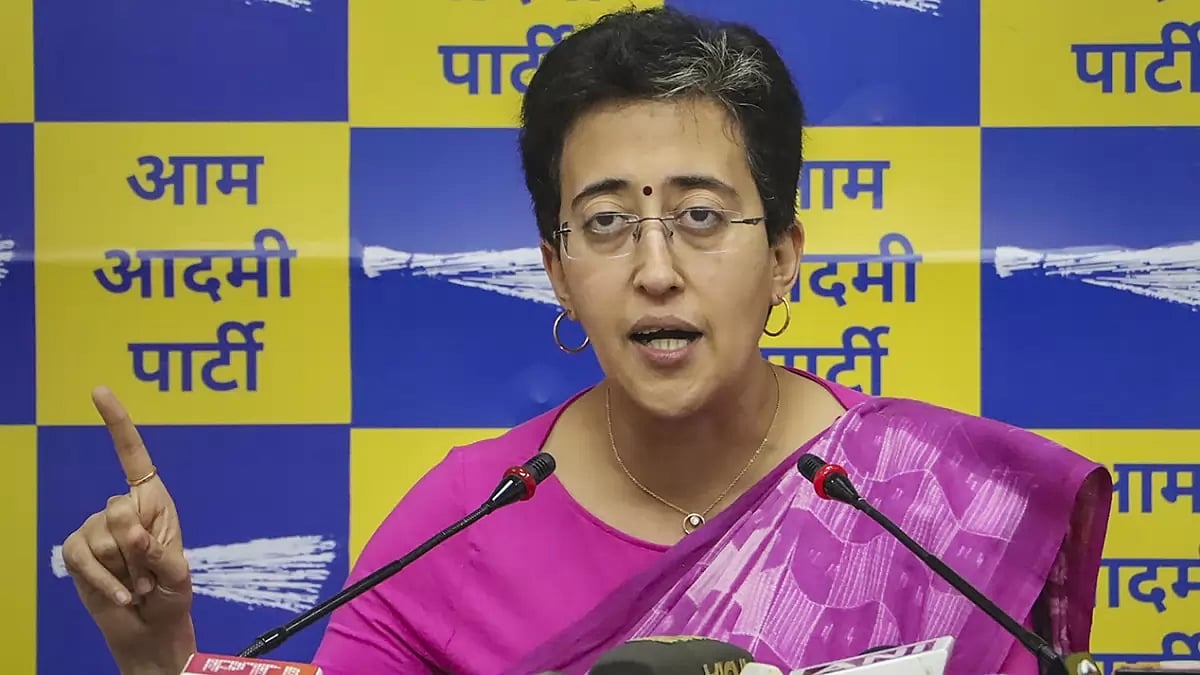 Atishi addresses a press conference