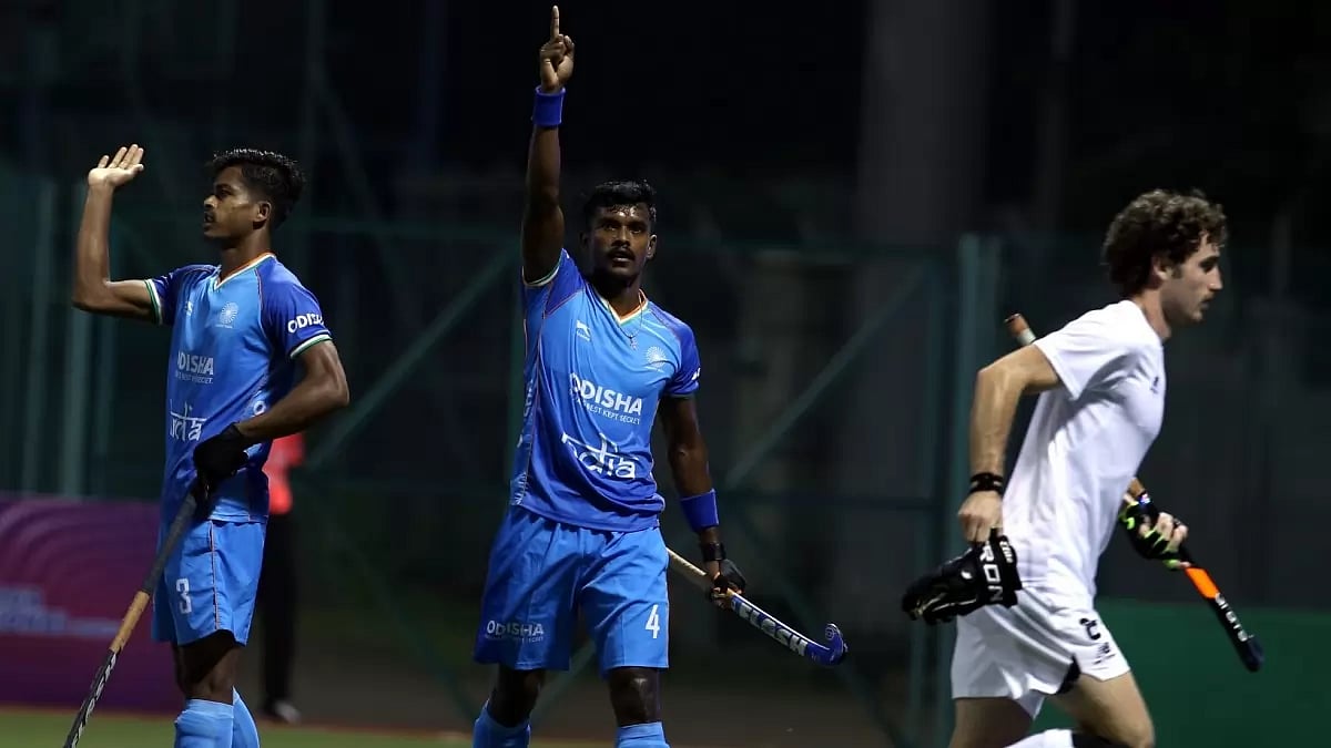 File image of Indian junior men's hockey team in action against New Zealand. - null
