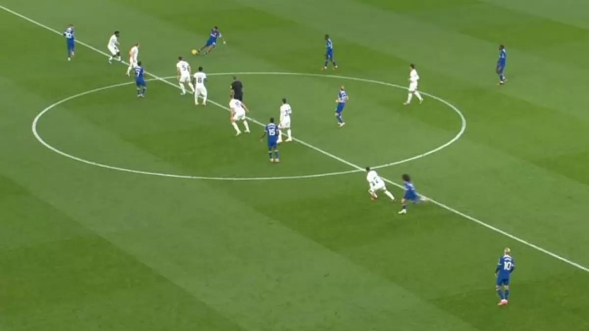 Nine-man Tottenham playing a high-line against Chelsea.