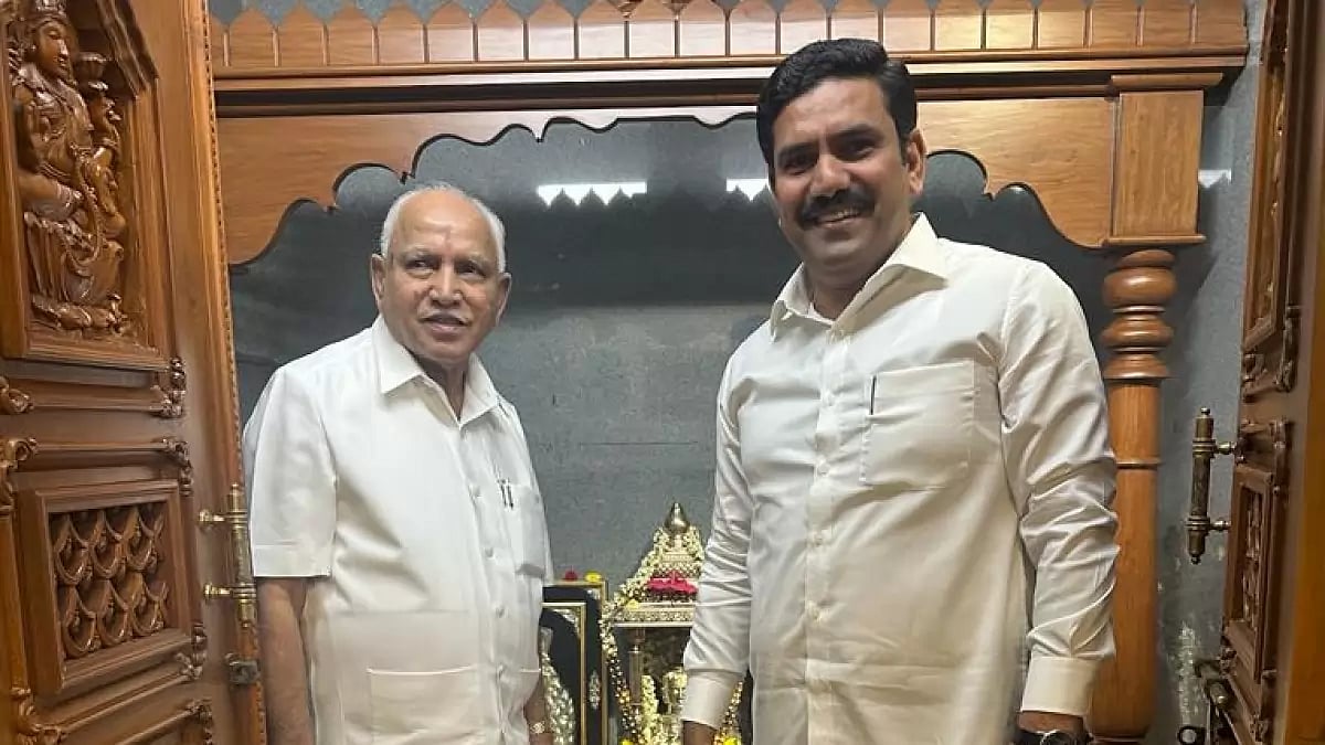 BS Yeddyurappa and his son B Y BS Yeddyurappa