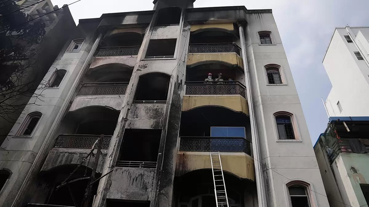 Fire at apartment in Hyderabad