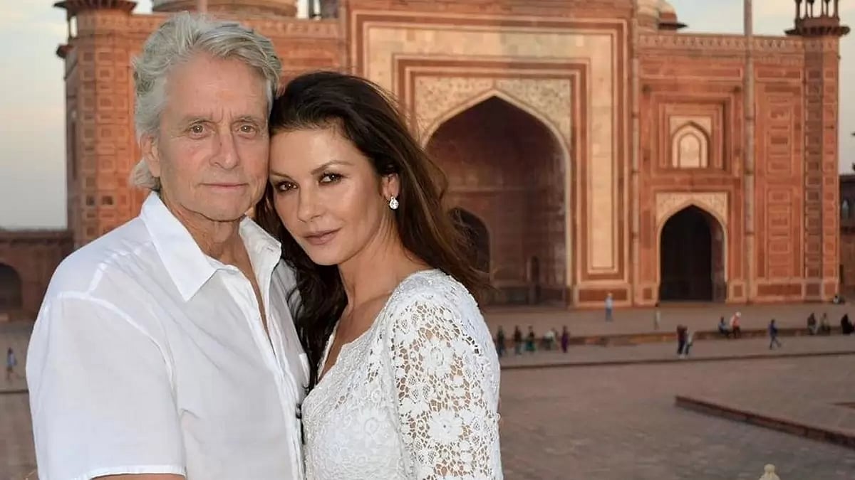 Michael Douglas and Catherine Zeta-Jones during earlier visit to India
