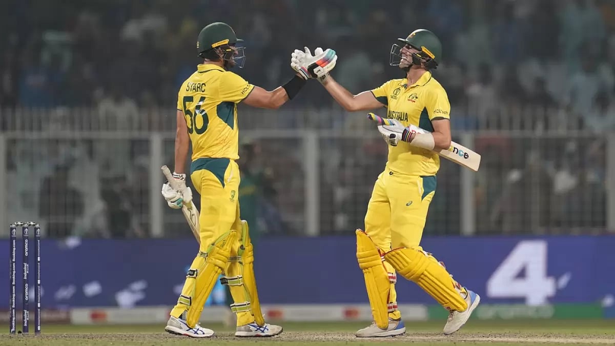 Australia celebrate their win over South Africa in Kolkata