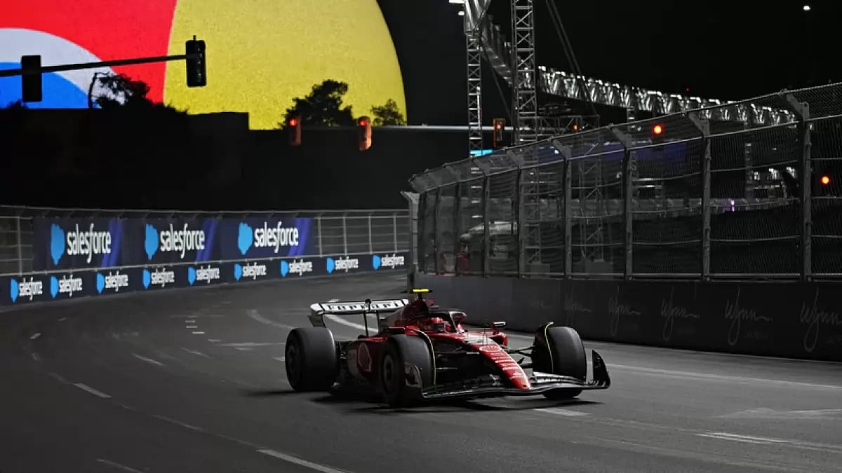 Ferrari driver Carlos Sainz during the practice session of Las Vegas Grand Prix 2023
