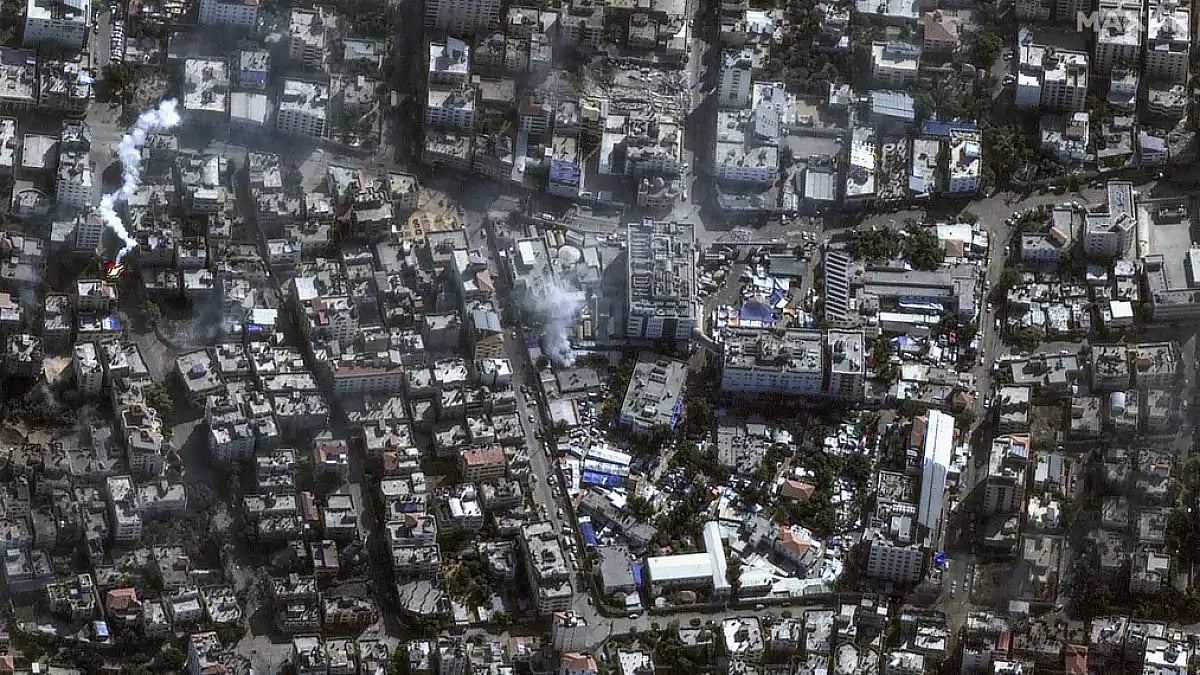 The al-Shifa hospital and surroundings in Gaza City