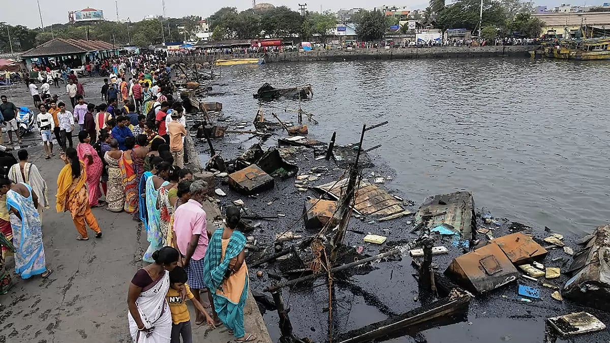 Fire at Visakhapatnam jetty area