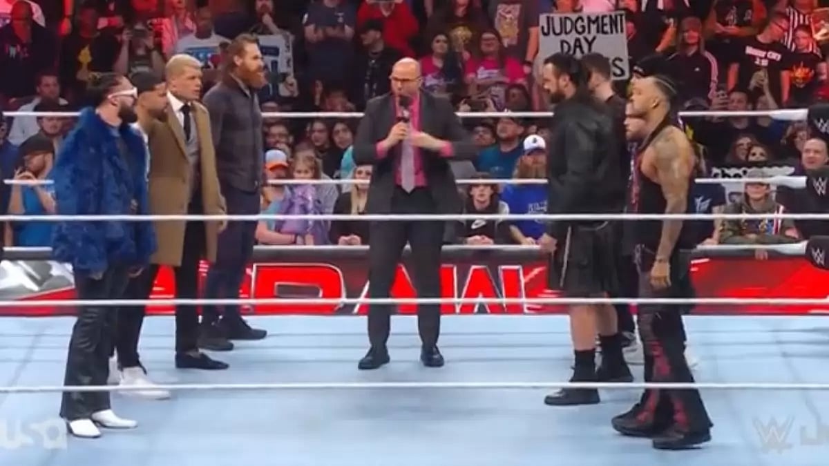 The Judgement Day Vs Team Cody Rhodes face-off before the men's WarGames match
