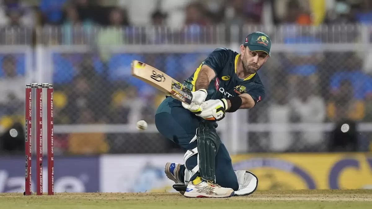 Australia's Glenn Maxwell en route his century against India in the third T20I in Guwahati.