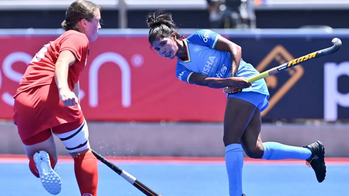 India womens junior hockey team in action against Canada in Chile