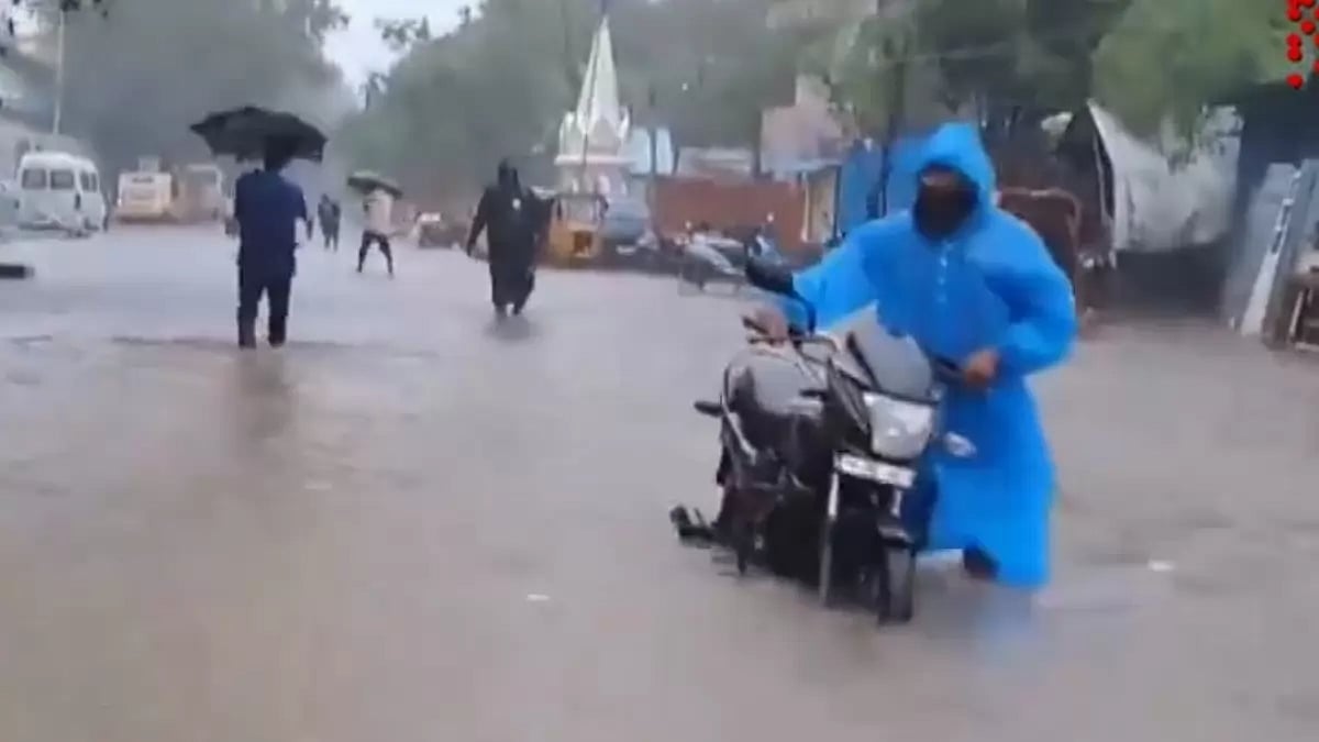 Chennai's Perambur area inundated after heavy rainfall in the region.