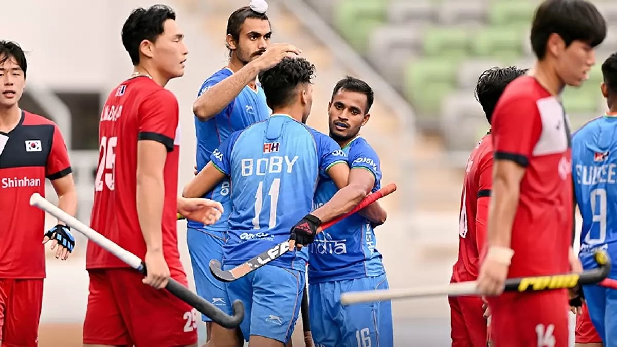 India colts in action during the FIH Junior Men's Hockey World Cup 2023 in Malaysia.