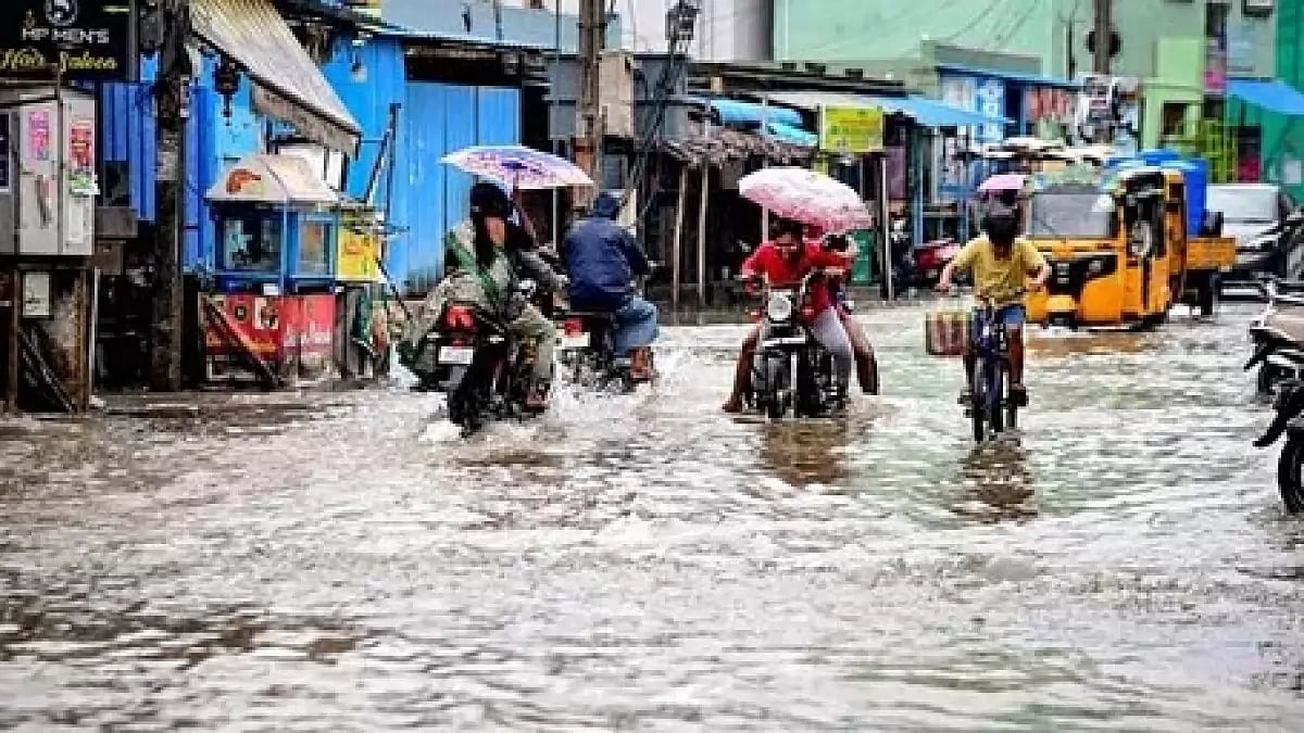 Waterlogging due to Cyclone Michaung-induced heavy rainfall in Andhra Pradesh