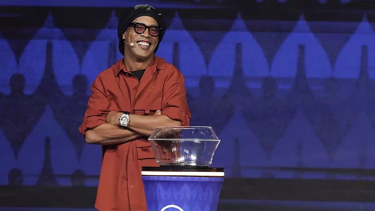 Brazil's former football star Ronaldinho at the draw ceremony for Copa America 2024 in Miami.