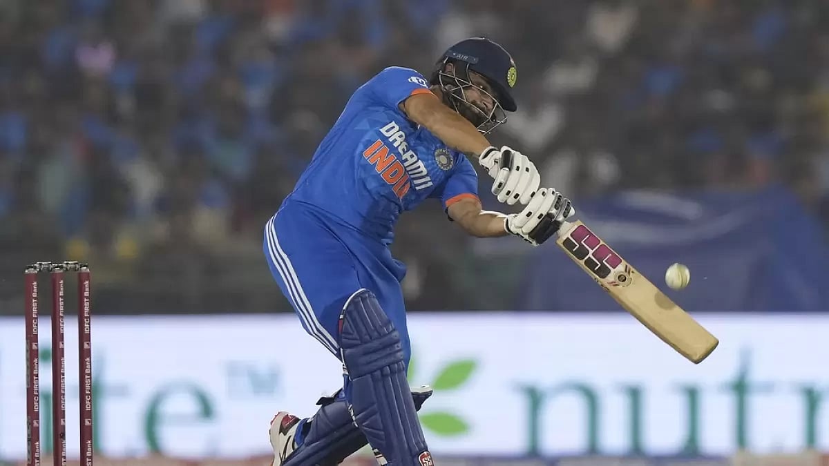 Rinku Singh in action during the India vs Australia T20I series.