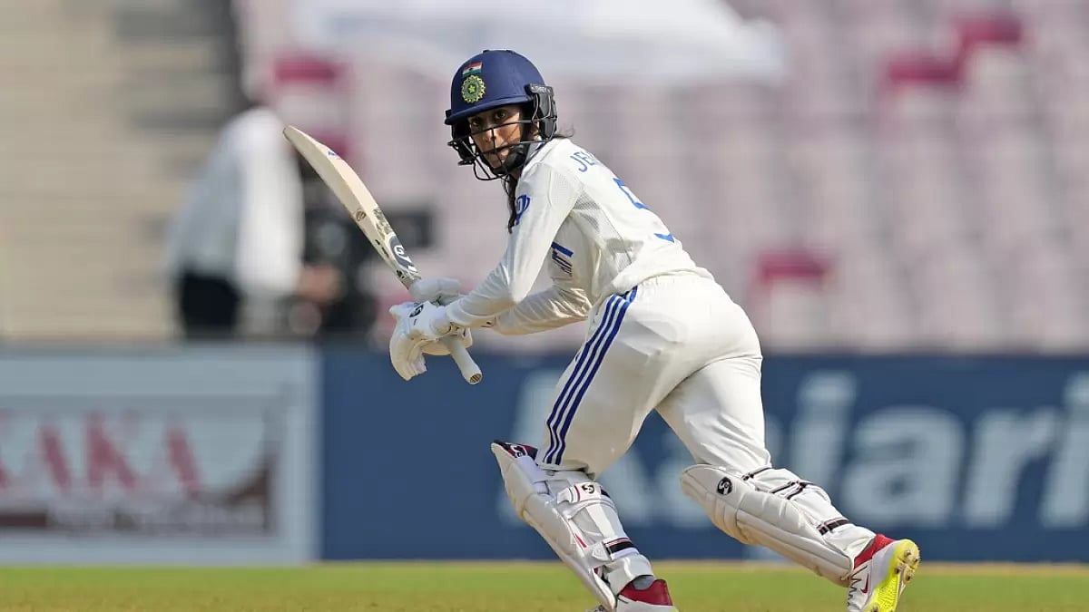 Jemimah Rodrigues batting on Day 1 of the Test match against England in Navi Mumbai on Thursday