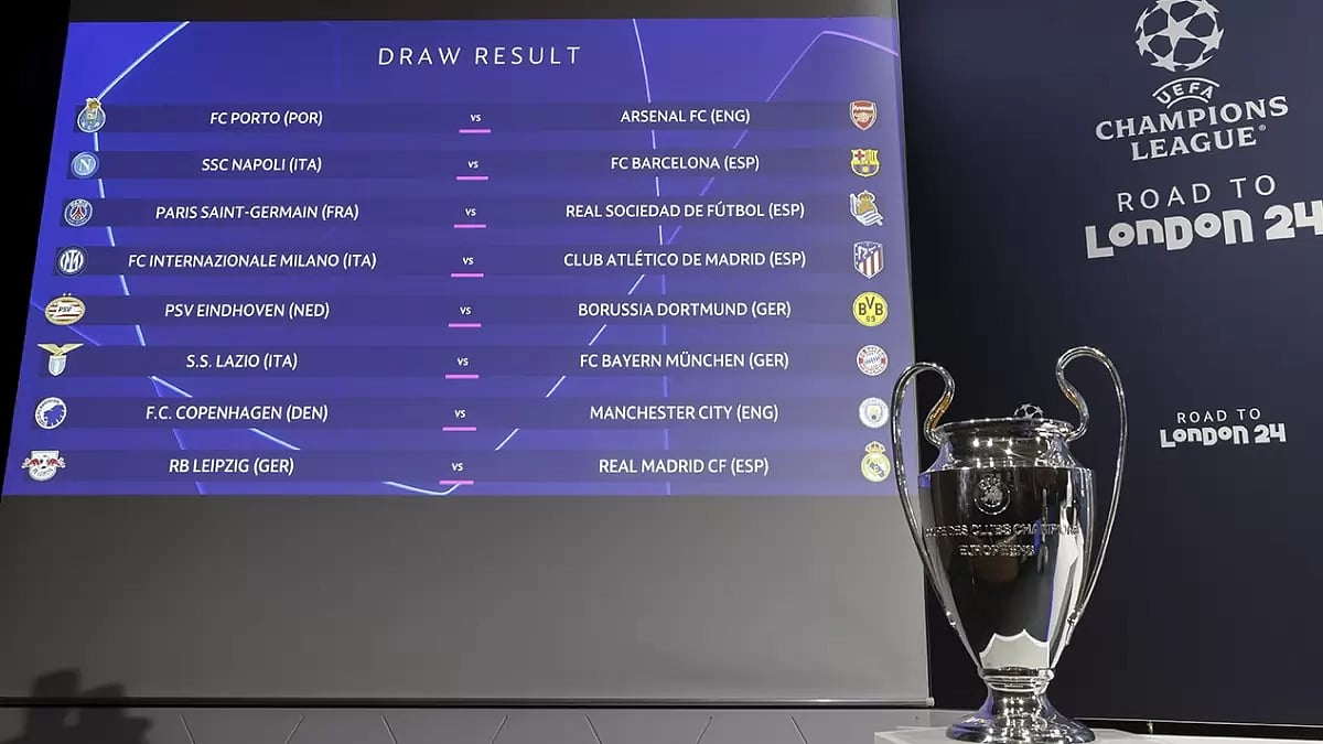 UEFA Champions League 2023-24 Round Of 16 Draw