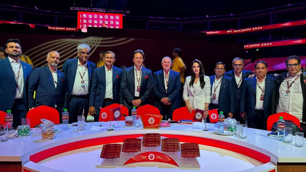PBKS Staff and owners at the IPL 2024 Auction in Dubai