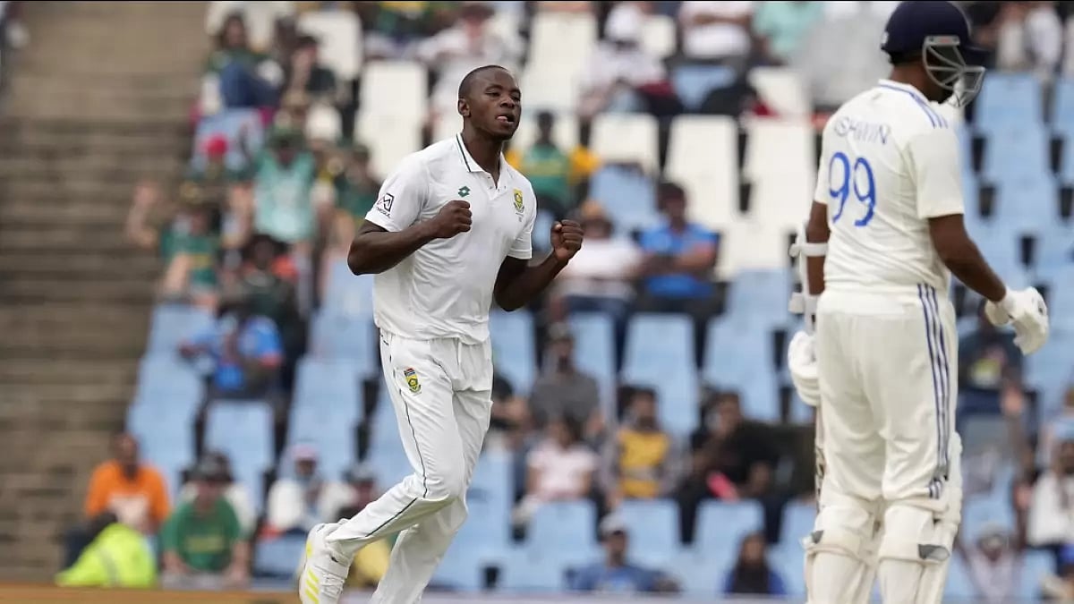 Kagiso Rabada celebrates Ravichandran Ashwin's wicket on Day 1 of the 1st Test in Centurion.